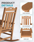 Oversized Outdoor Rocking Chairs Set of 2, 380lbs Heavy-Duty Large Patio Rocker - Image 4