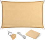 Eden's Decor Straight Flat-Edged 8' x 20' Beige Sun Shade Sail Rectangular by EdensDecorInc