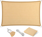 Eden's Decor Straight Flat-Edged 4' x 19' Beige Sun Shade Sail Rectangular by EdensDecorInc