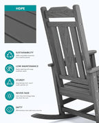 SERWALL HDPE Oversized Outdoor Rocking Chairs Set of 6, Patio Rocker, All - Image 6