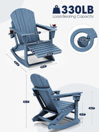 Adirondack Rocking Chair with Ottoman and Cup Holders | HDPE Porch Rocker - Image 2