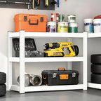 Metal Garage Storage Shelves Heavy Duty Shelving Unit 3 Tier White Adjustable - Image 8