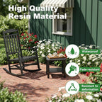5 Piece Outdoor Rocking Bistro Set, Rocking Chairs Outdoor Furniture, Resin - Image 6