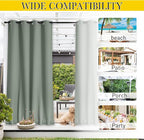 NICETOWN Weighted Curtains for Patio Waterproof W66xL84 Sage Green 2 Panels | - Image 8
