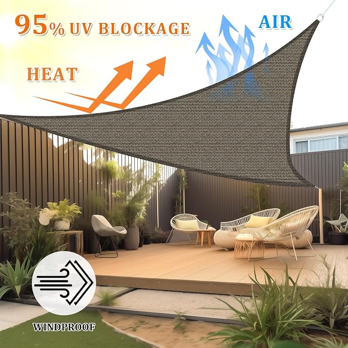 Shade&Beyond Custom Sun Shade Sail 15'x15'x15' Triangle Sun Sail Shades Patio - Image 2