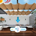 Retractable Wave Sun Shade Cloth 15' x 19' Sun Shade Sail Waterproof Polyester - Image 2