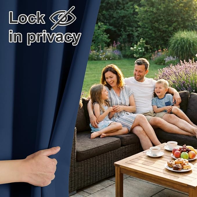RYB HOME Outdoor Curtains for Patio Deck, Waterproof & Block Sunlight | Thermal - Image 3