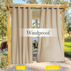 NICETOWN Outdoor Curtains Waterproof Fixed Bottom W52xL95 Biscotti Beige | - Image 5