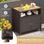 Tangkula Rattan Outdoor Storage Cabinet, Patiojoy Outdoor Cabinet - Image 5