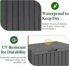 PatioZen 50 Gallon Outdoor Storage Box, Heavy Duty Resin Deck Box Organization - Image 3