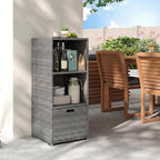 Tangkula Rattan Outdoor Storage Cabinet, Patiojoy Outdoor Wicker Cabinet - Image 2