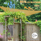 10' x 10' x 14' Triangle Sun Shade Sail, 185 GSM HDPE, Sand | 95% UV block - Image 6