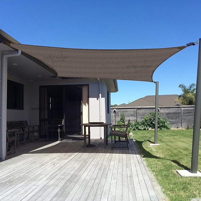 SUNNY GUARD Custom Size 17'x30' Rectangle Brown UV Block Sunshade by SUNNYGUARD