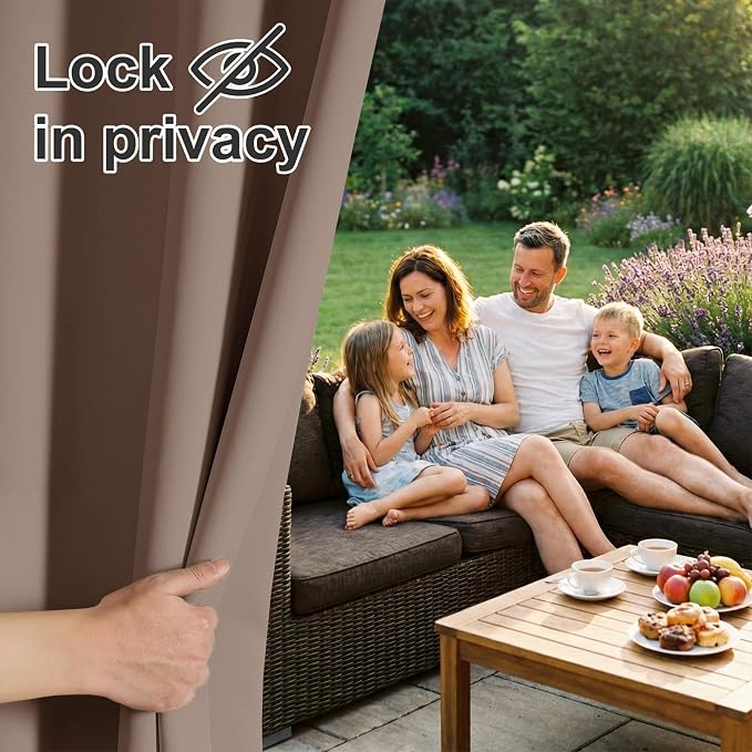 RYB HOME Outdoor Curtains for Patio Waterproof Privacy Thermal Insulated | - Image 3