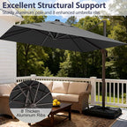 9' X 12' Cantilever Patio Umbrella Rectangle Outdoor Umbrella, 6-Level Tilt & - Image 2