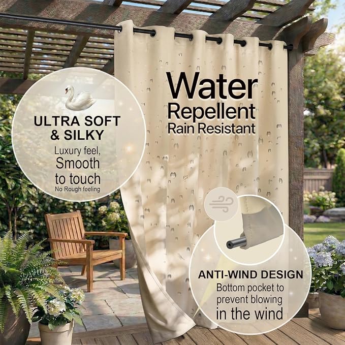 Waterproof Outdoor Curtain W52 x L63 - Image 4