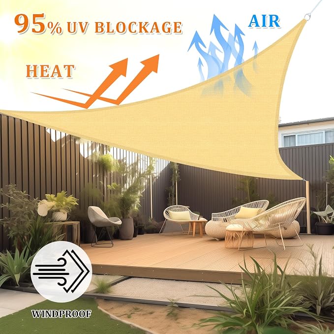 Shade&Beyond Custom Sun Shade Sail 12'x13'x17.7' Triangle Sun Sail Shades Patio - Image 2