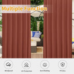 Easy-Going Outdoor Patio Curtains 2 Panels, 54x108 inch, Terra Red | Privacy - Image 5