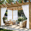 MIULEE White Outdoor Curtain for Patio Waterproof 4 Panels 54 x 90 Inch | by MIULEE