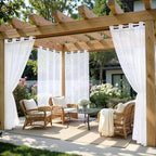 MIULEE White Outdoor Curtain for Patio Waterproof 4 Panels 54 x 90 Inch | by MIULEE