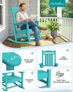 SERWALL Outdoor Rocking Chair Set of 2, Patio Rocking Chair, Aruba | HDPE - Image 7