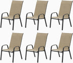 Patio Chairs Set of 6, Outdoor Stackable Dining Chairs by VaJouer