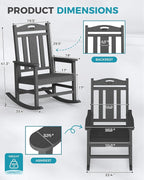 Oversized Outdoor Rocking Chairs Set of 3, 380lbs Heavy-Duty Large Patio Rocker - Image 3