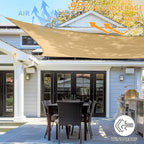 12' x 12' Rectangle Sun Shade Sail, 185 GSM HDPE, Sand | 95% UV block, - Image 6