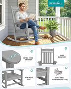 SERWALL Outdoor Rocking Chair Set of 4, Patio Rocking Chair, Light Gray | HDPE - Image 7