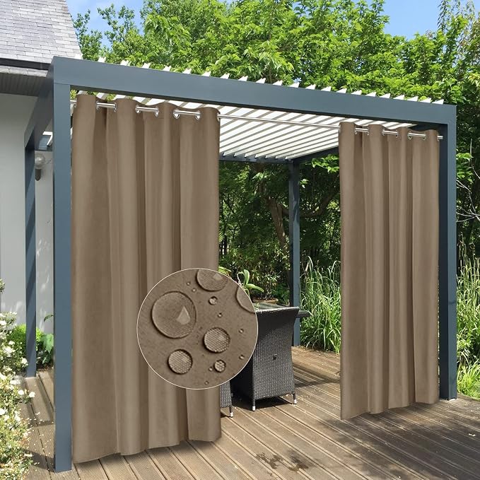 Easy-Going 100% Waterproof Outdoor Curtains 54x96 inch, Sand | Windproof by Easy-Going