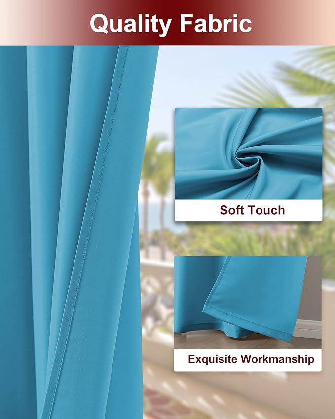 Grommet Outdoor Curtains for Patio Waterproof 8 Pcs 54x108 In Teal | - Image 4