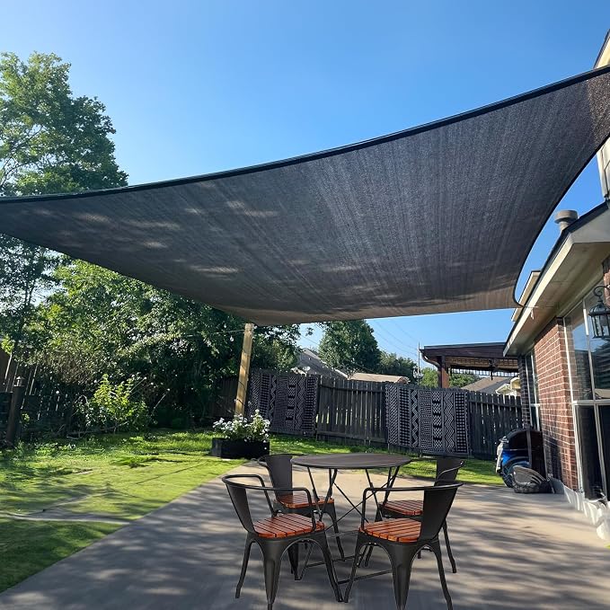 Sun Shade Sail 8' x 16' Graphite Grey Rectangle Outdoor Canopy Cover | Outdoor by SUNLAX