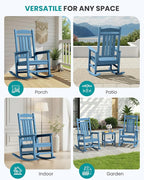 SERWALL Outdoor Rocking Chair Set of 2, Patio Rocking Chair, Porch Rocker - Image 8