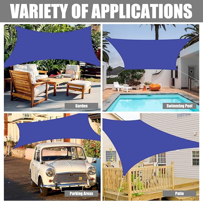 Neween Sun Shade Sail Rectangle Canopy, Waterproof & UV Block Sunshade - Image 6