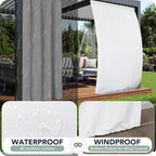 White Outdoor Curtains for Patio Waterproof, 8 Panels, Rod Pocket | - Image 2