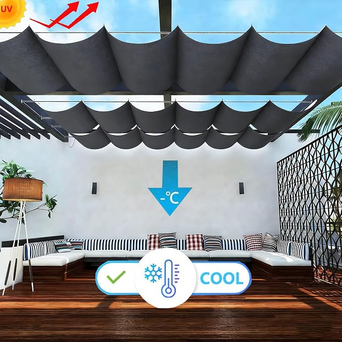 Outdoor Retractable Pergola Canopy 6' x 19' Waterproof Shade Cover - Image 2