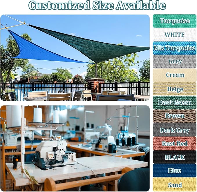 Shade&Beyond Custom Sun Shade Sail 8'x11'x13.6' Triangle Sun Sail Shades Patio - Image 2