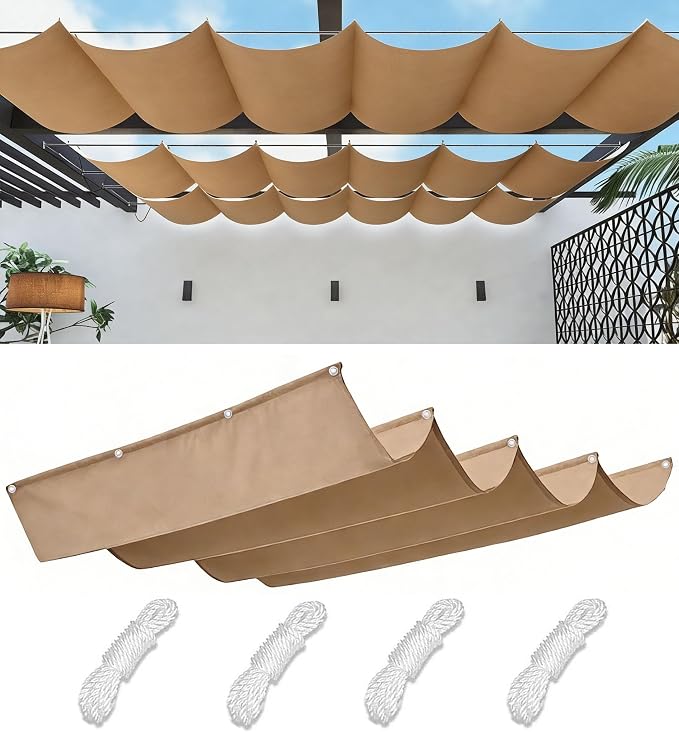 Retractable Waterproof Wave Awning Cover 10' x 25' by WoaceSunShadeSail