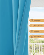 Outdoor Curtains for Patio Waterproof Rod Pocket 6 Pcs 54x95 Inch Teal | - Image 4