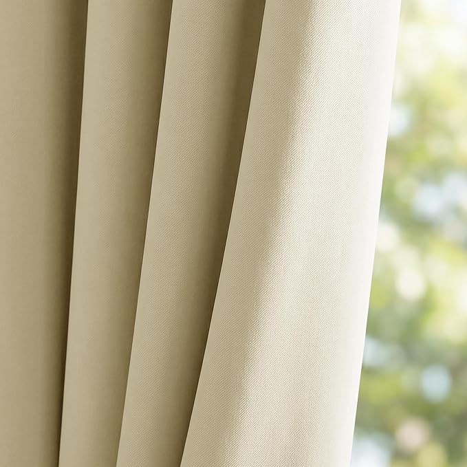 Outdoor Curtains Waterproof W52 x L84 Inch Cream Beige, 1 Panel | Thick Fabric - Image 9