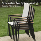 PHI VILLA Outdoor Stackable Dining Chairs Set of 4 w/Aluminum Frame, - Image 3