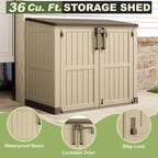 Plastic Outdoor Storage Shed, 36 Cu Ft Waterproof Outdoor Storage Cabinet - Image 3