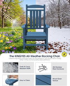 Oversized Outdoor Rocking Chairs Set of 6, HDPE Porch Rockers - Image 4