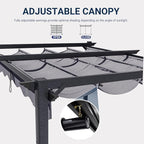 10'x12' Outdoor Pergola with Retractable Canopy | Patio Metal Heavy-Duty Gazebo - Image 4