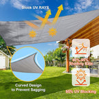 Sun Shade Sail 8' x 8' Silver Grey Square Outdoor Canopy Cover | Outdoor sun - Image 4