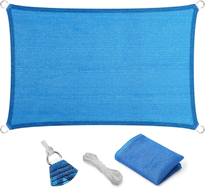Eden's Decor Straight Flat-Edged Sun Shade Sail Rectangular 4' x 8' Blue by EdensDecorInc