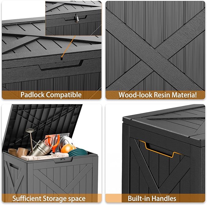 31 Gallon Outdoor Storage Box, Large Resin Deck Box - Image 5