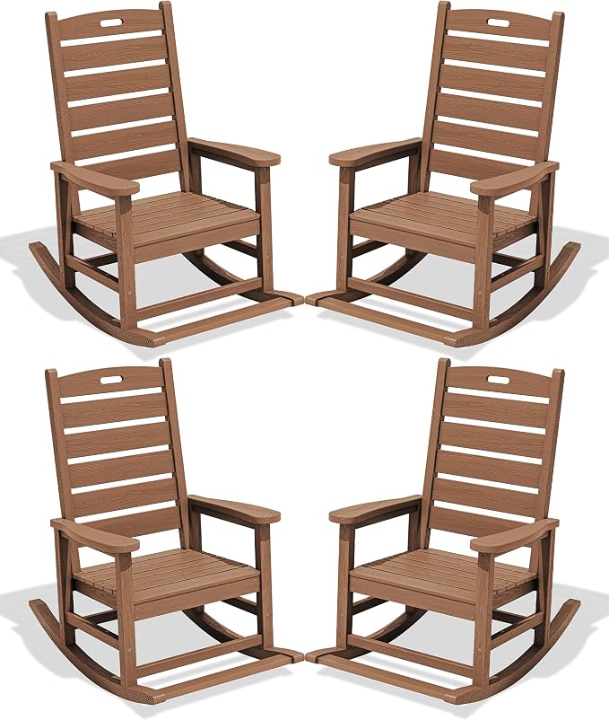 SERWALL Outdoor Rocking Chair Set of 2, Oversized HDPE Rocker, all Weather by SERWALL