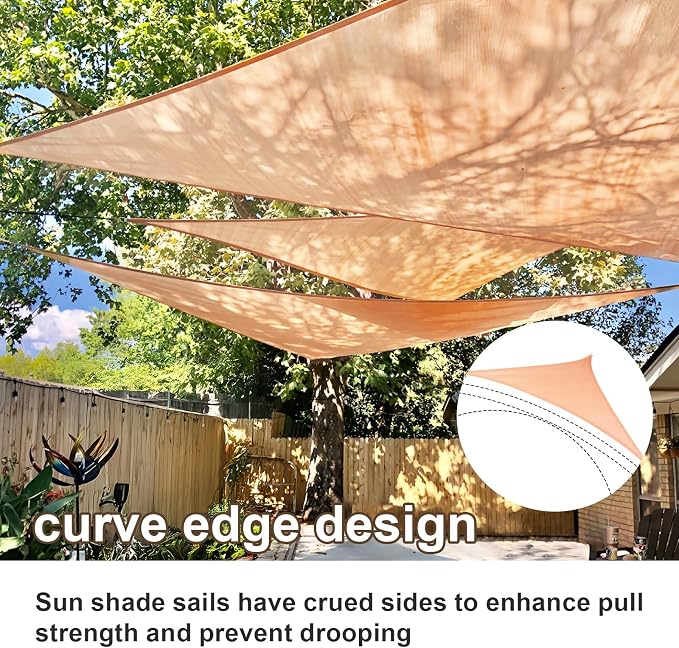 Sun Shade Sail 20' x 20' x 28.3' Peach Fuzz Triangle Custom Size | 95% UV Block - Image 2