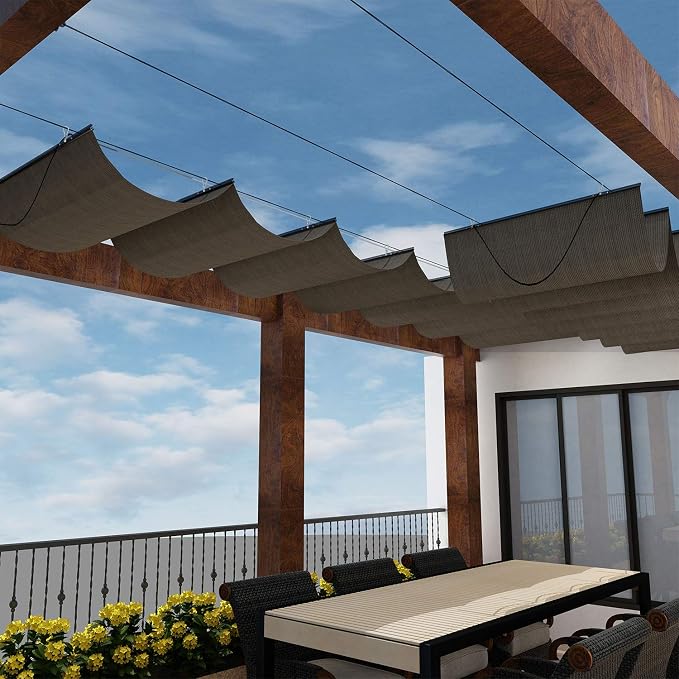 Windscreen4less 4' x 7' Retractable Sun Shade Canopy Cover Sliding Wave Shade by Windscreen4less